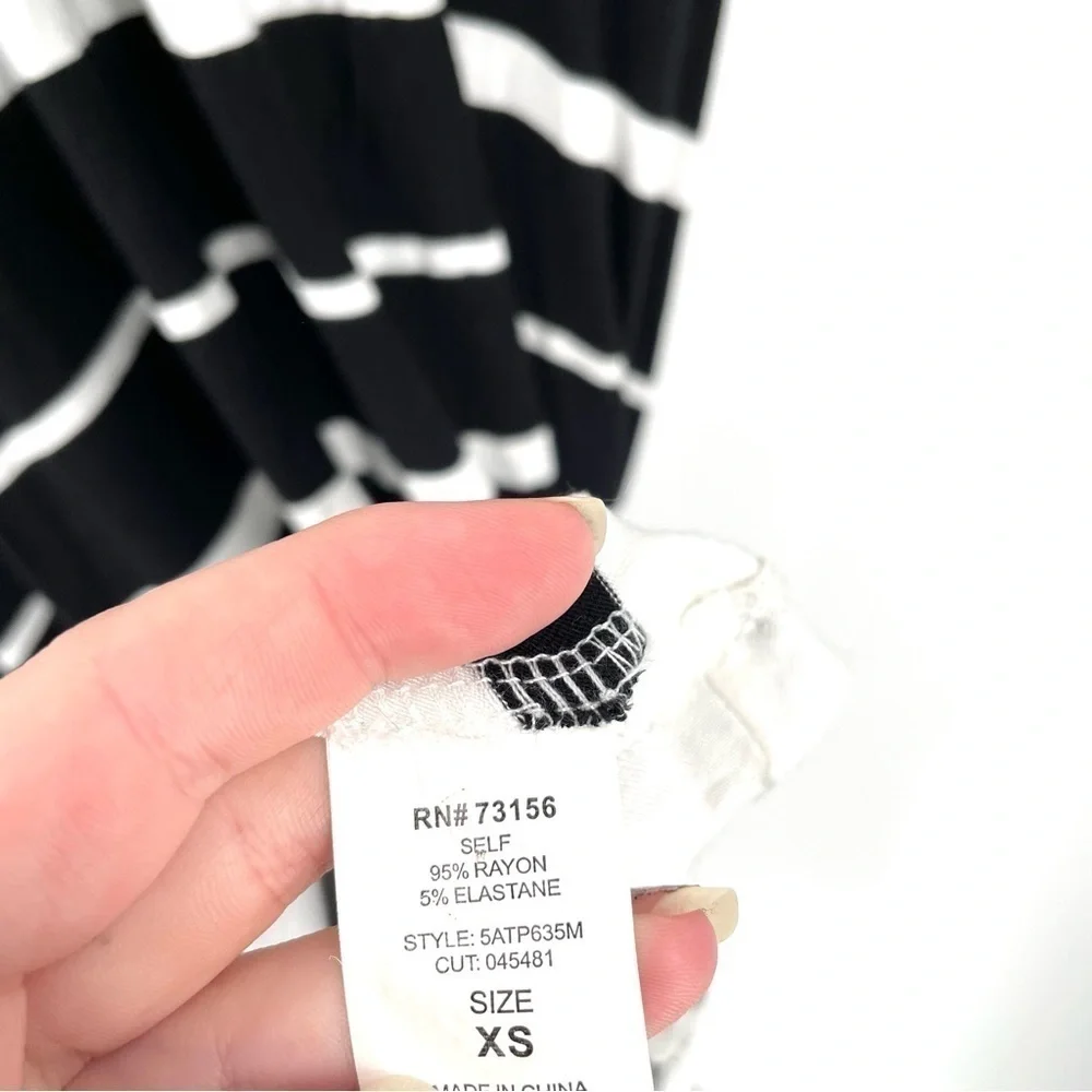 ATHLETA Black & White Striped Sleeveless Maxi Dress